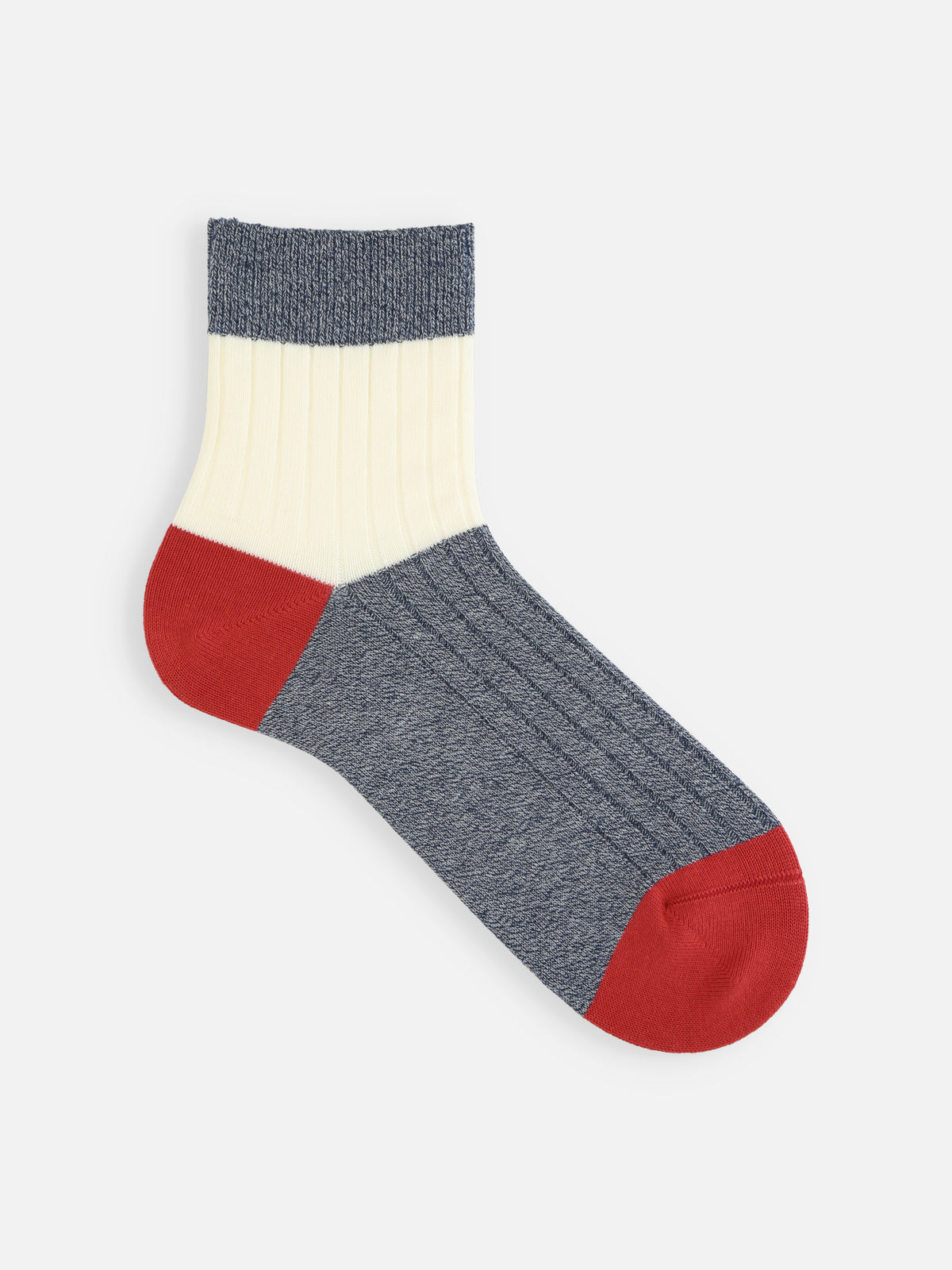 【Tabio MEN】お洒落見えする綿リブカラーパネルショートソックス(27.0~29.0cm)