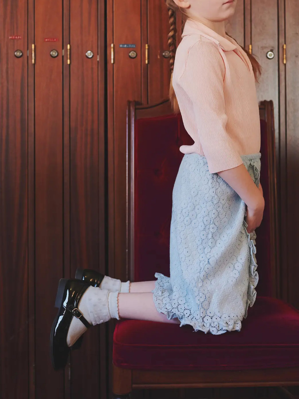 【ジュニアサイズ】チュールドット柄ショートソックス / 22-24cm