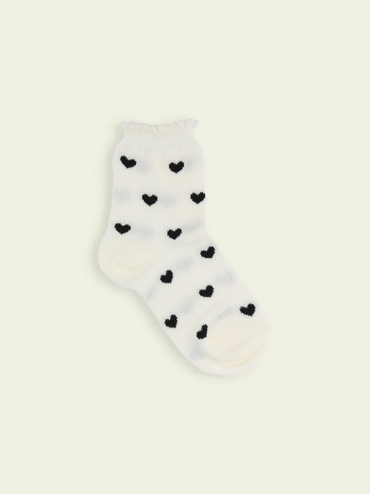 【3足1,485円】キッズ ピコワッフルハートショートソックス / 16-18cm