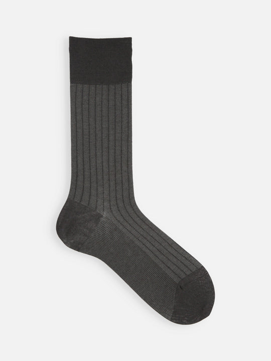 【Tabio MEN】綿麻JQストライプソックス(27.0~29.0cm)