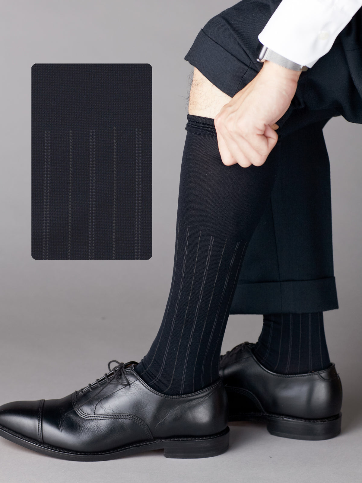 【Tabio MEN】【定番】チョークストライプロングホーズ