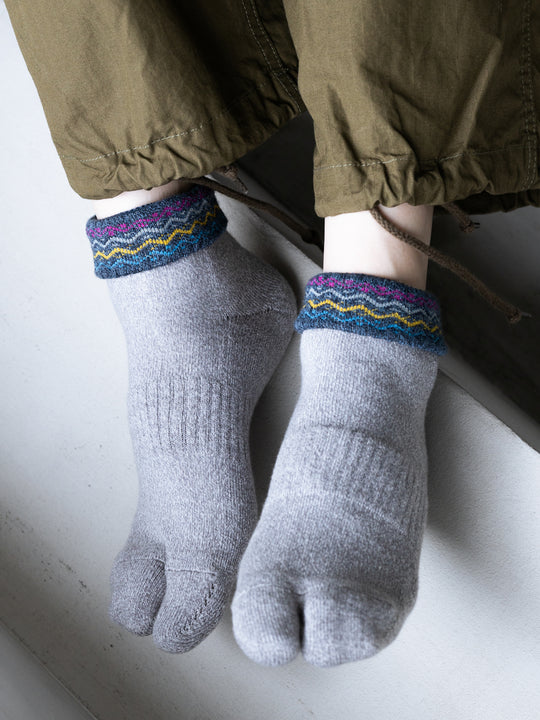 【Tabio MEN】折返し波柄パイル足袋ショートソックス(27.0~29.0cm)