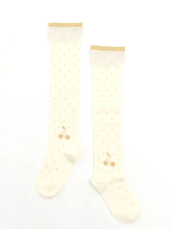 【キッズ】ピンドットラメチェリーオーバーニー / 19-21cm