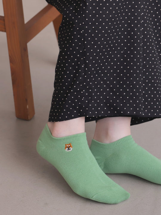 【3足1,485円】わんこ刺繍スニーカー丈ソックス