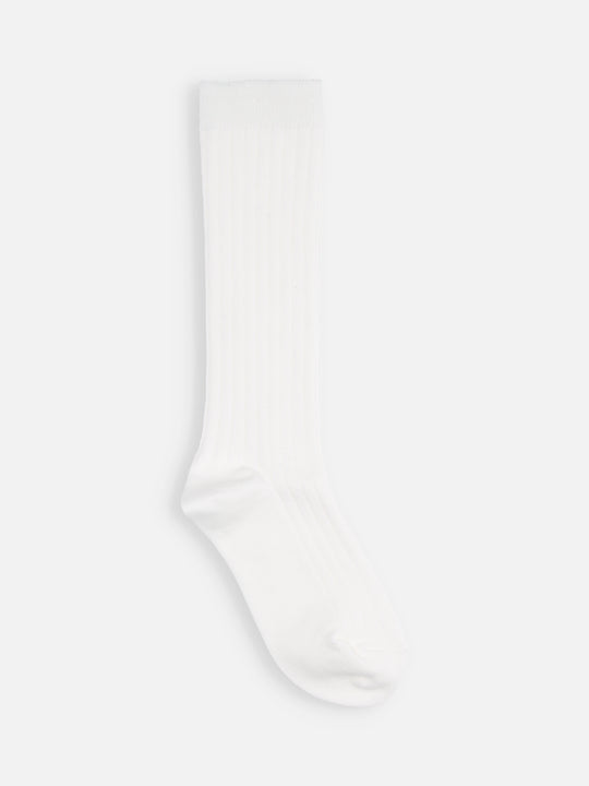 【キッズ】 表糸綿100%で毛玉が出来にくいリブハイソックス / 16-18cm