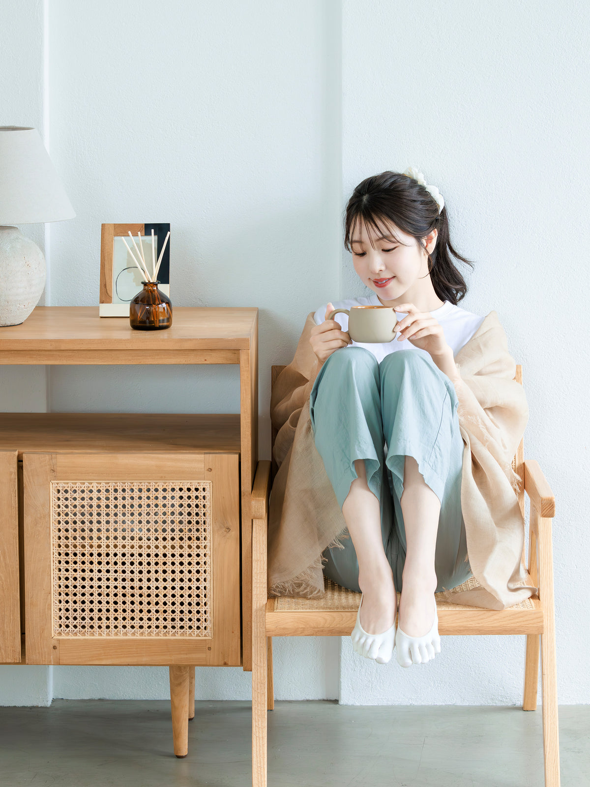 【絹肌Labo】シルク混 五本指カバーソックス / 浅履きタイプ / 22.5-24.5cm