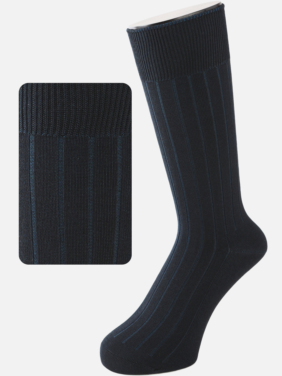 【Tabio MEN】9×2太リブソックス(27.0～29.0cm) - クロ+エメラルド