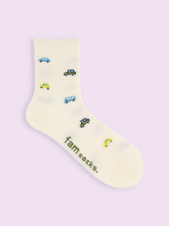 【3足1,485円】くるま柄ショートソックス