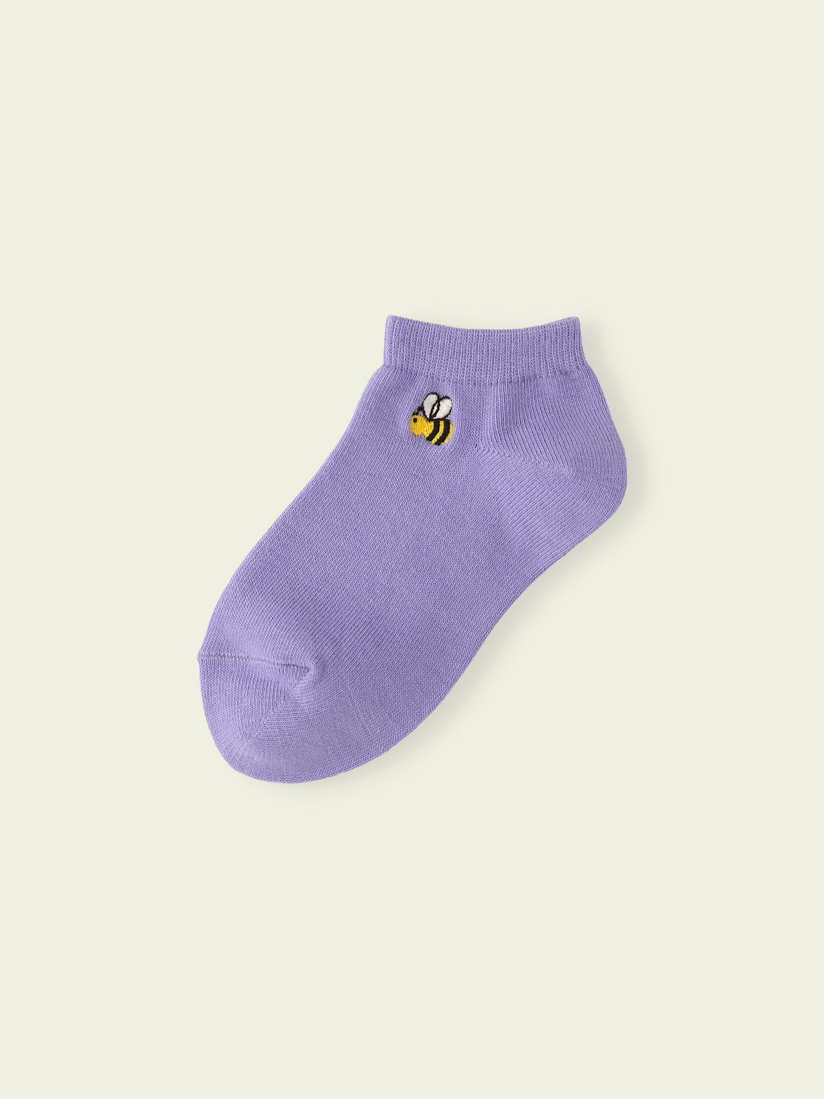 【3足1,485円】キッズ いろいろ刺繍スニーカー丈ソックス / 16-18cm - ラベンダー+ハチ