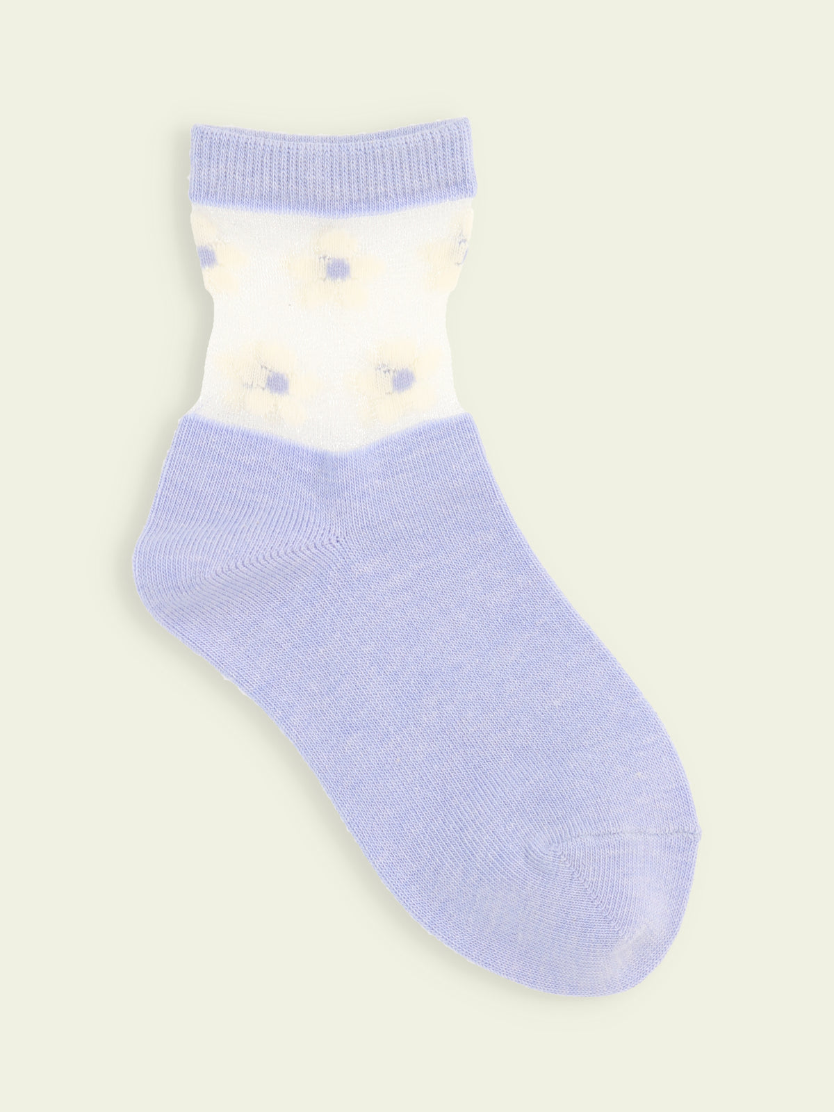 【3足1,485円】キッズ チュール花柄切替ソックス / 19-21cm - ラベンダー
