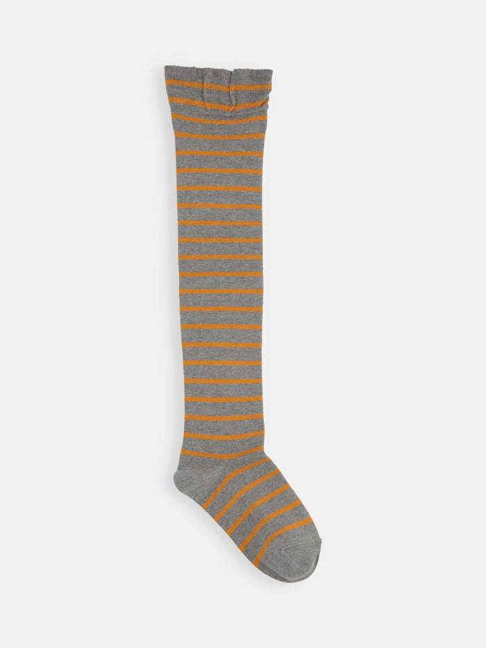 【キッズ】ピンボーダーオーバーニーソックス / 16-18cm