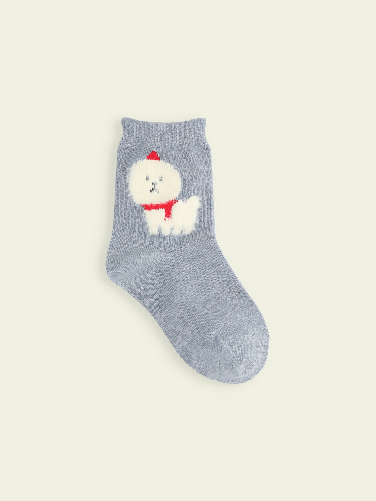 【3足1,485円】キッズ クリスマス限定 もふもふ動物ショートソックス / 16-18cm - サックス＋ビションフリーゼ