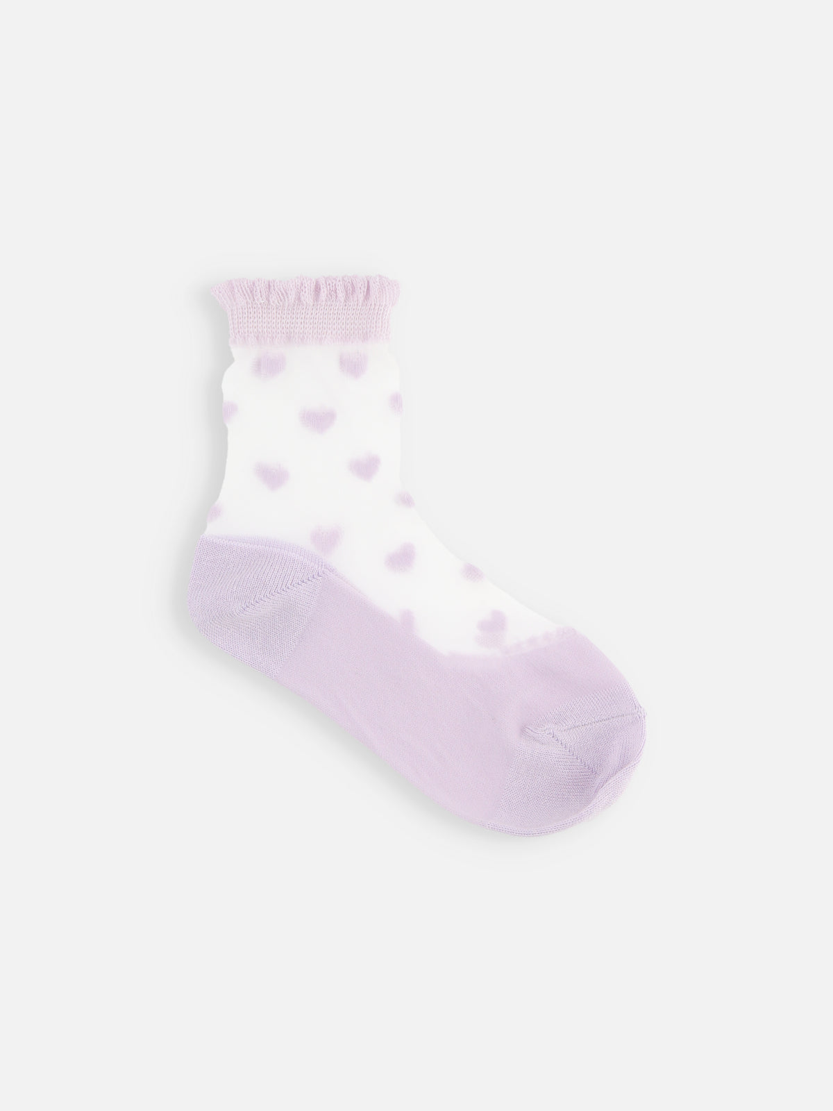 【キッズ】 ハートシアーソックス / 16-18cm - ラベンダー