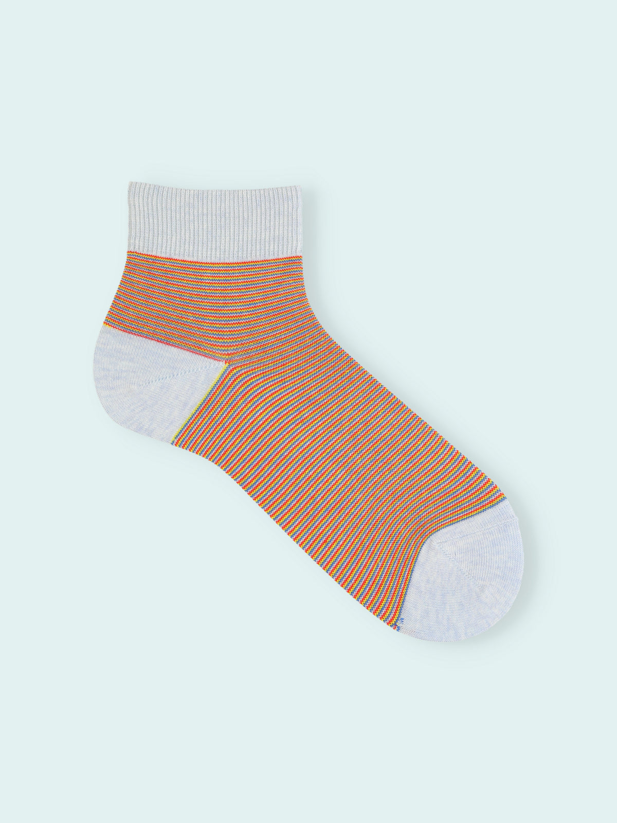 【3足1,485円】メンズ マルチピンボーダーショートソックス - サックス