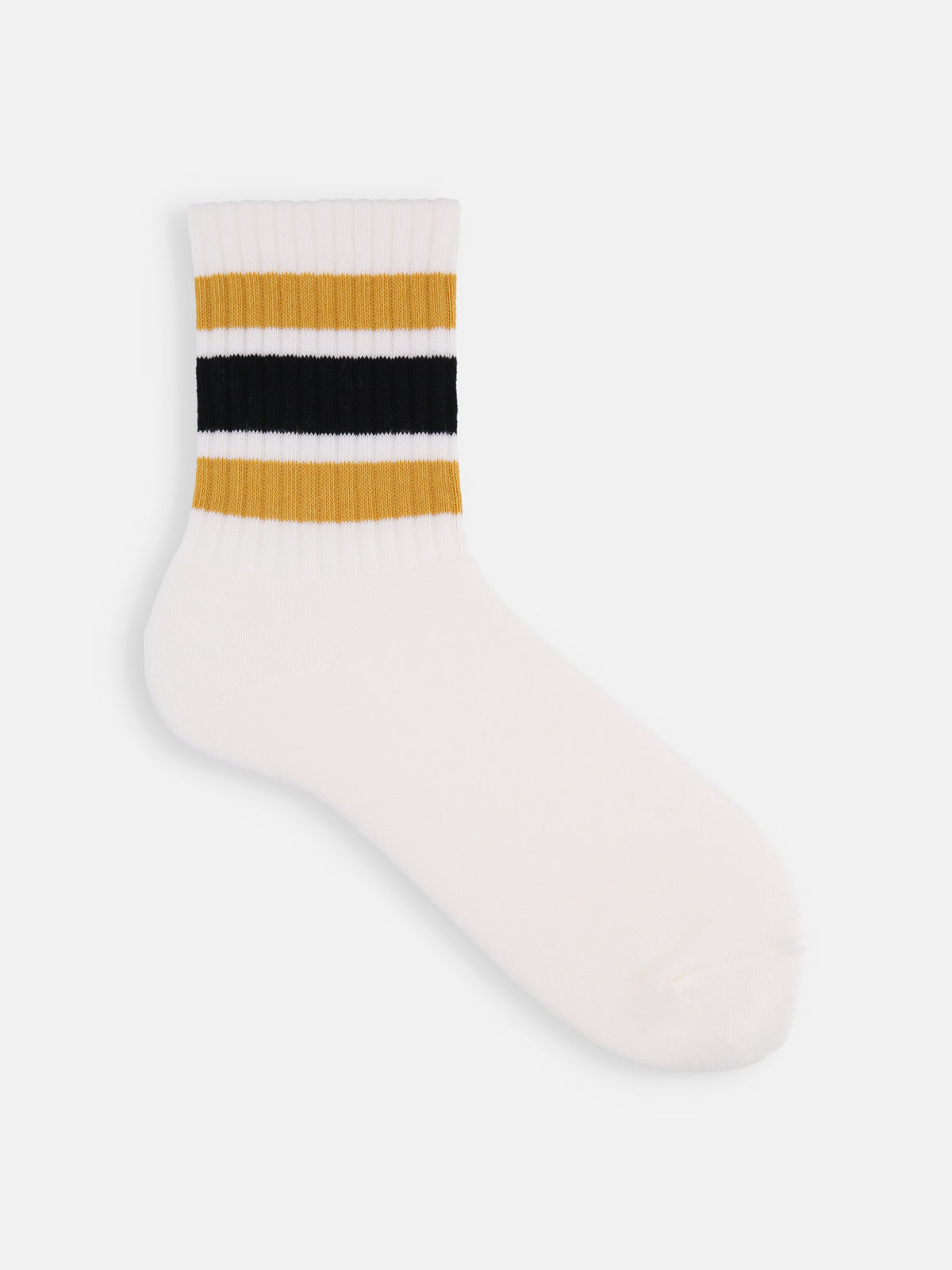【Tabio MEN】アメリブクッションパイルラインソックス(27.0〜29.0cm) - シロベース+ダークイエロー+クロ