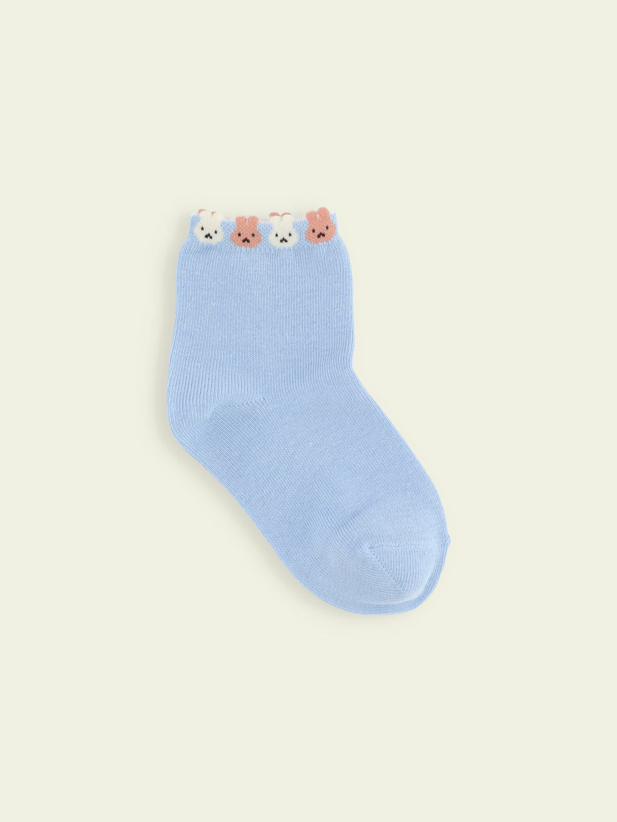 【3足1,485円】キッズ 履き口たっぷりうさちゃんショートソックス / 16-18cm - サックス