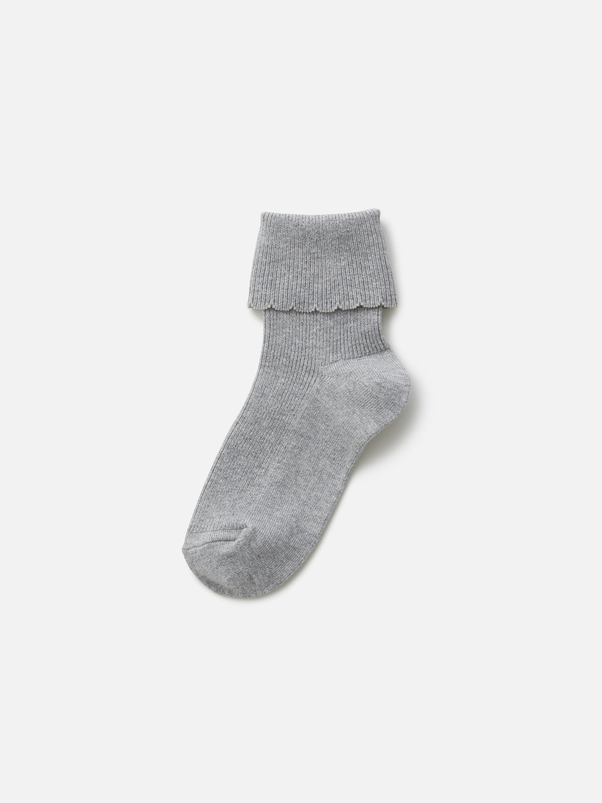 【キッズ】 綿折り返しピコフリルソックス / 19-21cm - グレーモク