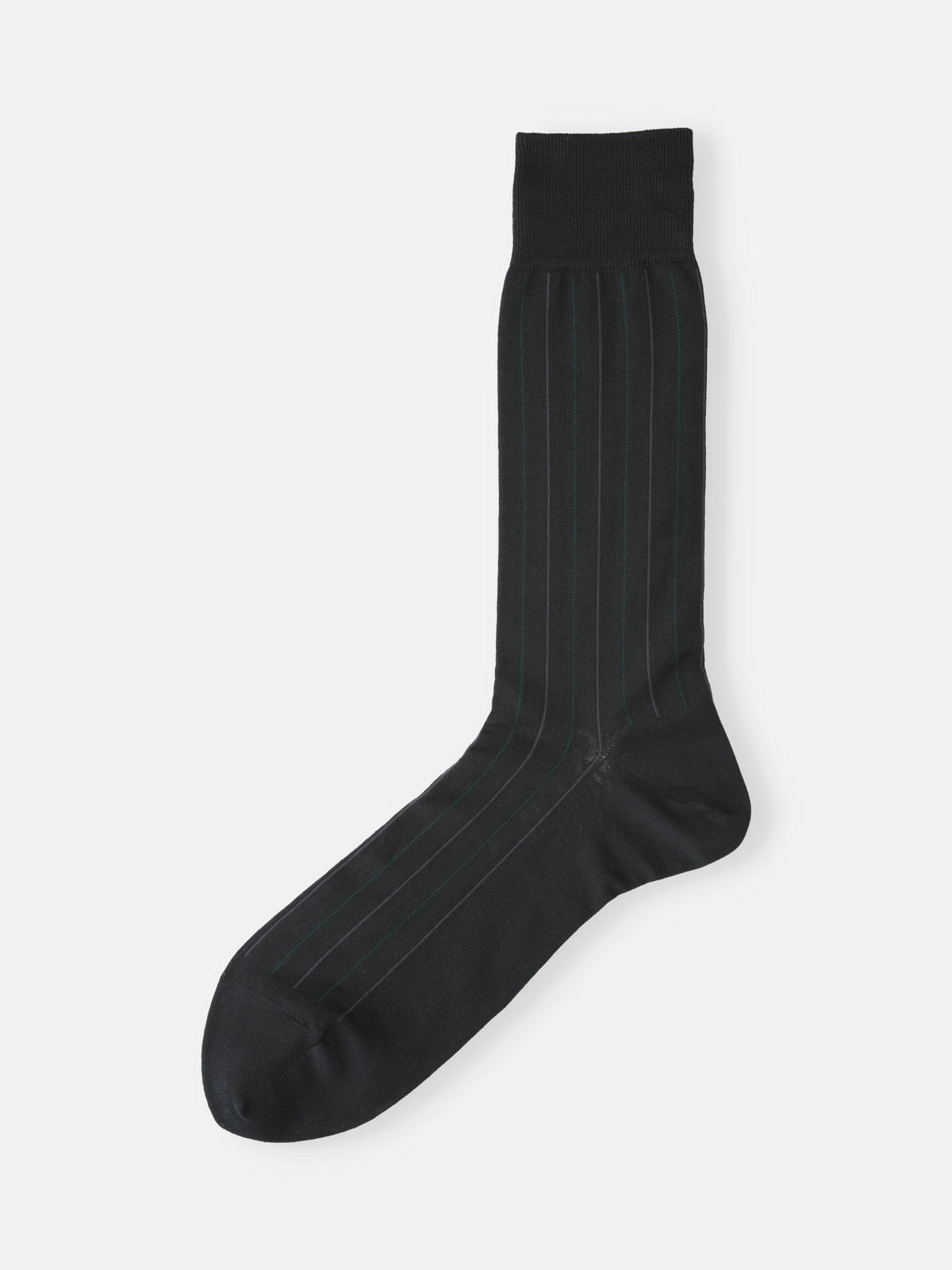 【Tabio MEN】連続シルケット ストライプソックス(27.0～29.0cm) - チャコール+グリーン