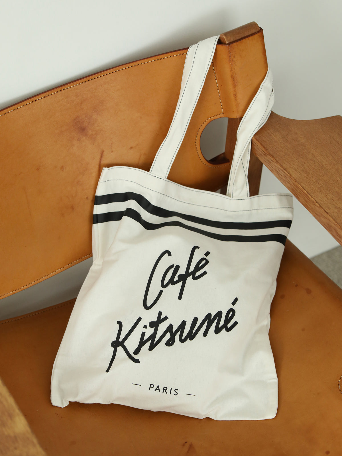 カフェ キツネ トートバック - BLACK