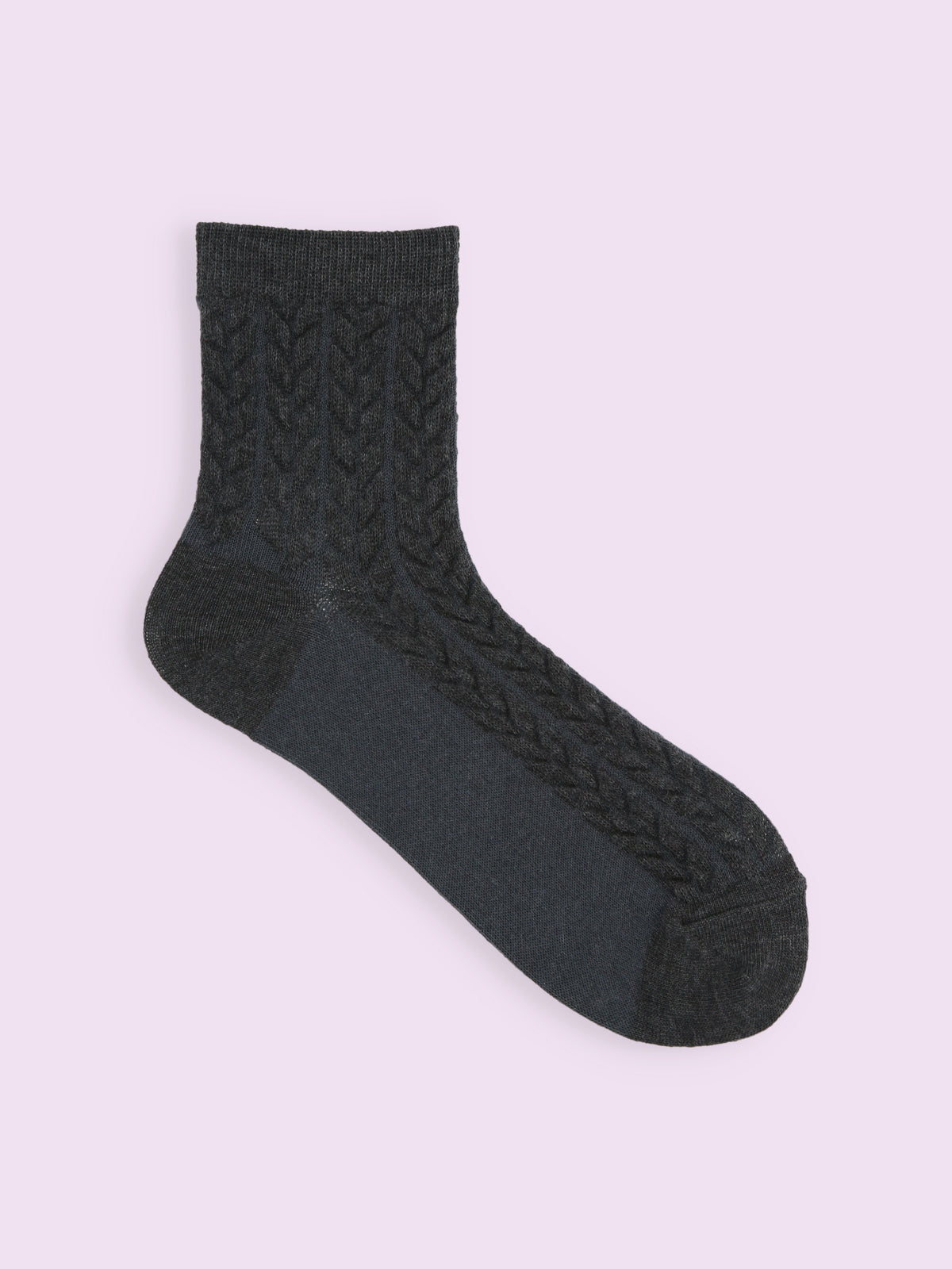 【3足1,485円】フロートへリンボン柄ショートソックス - チャコールモク