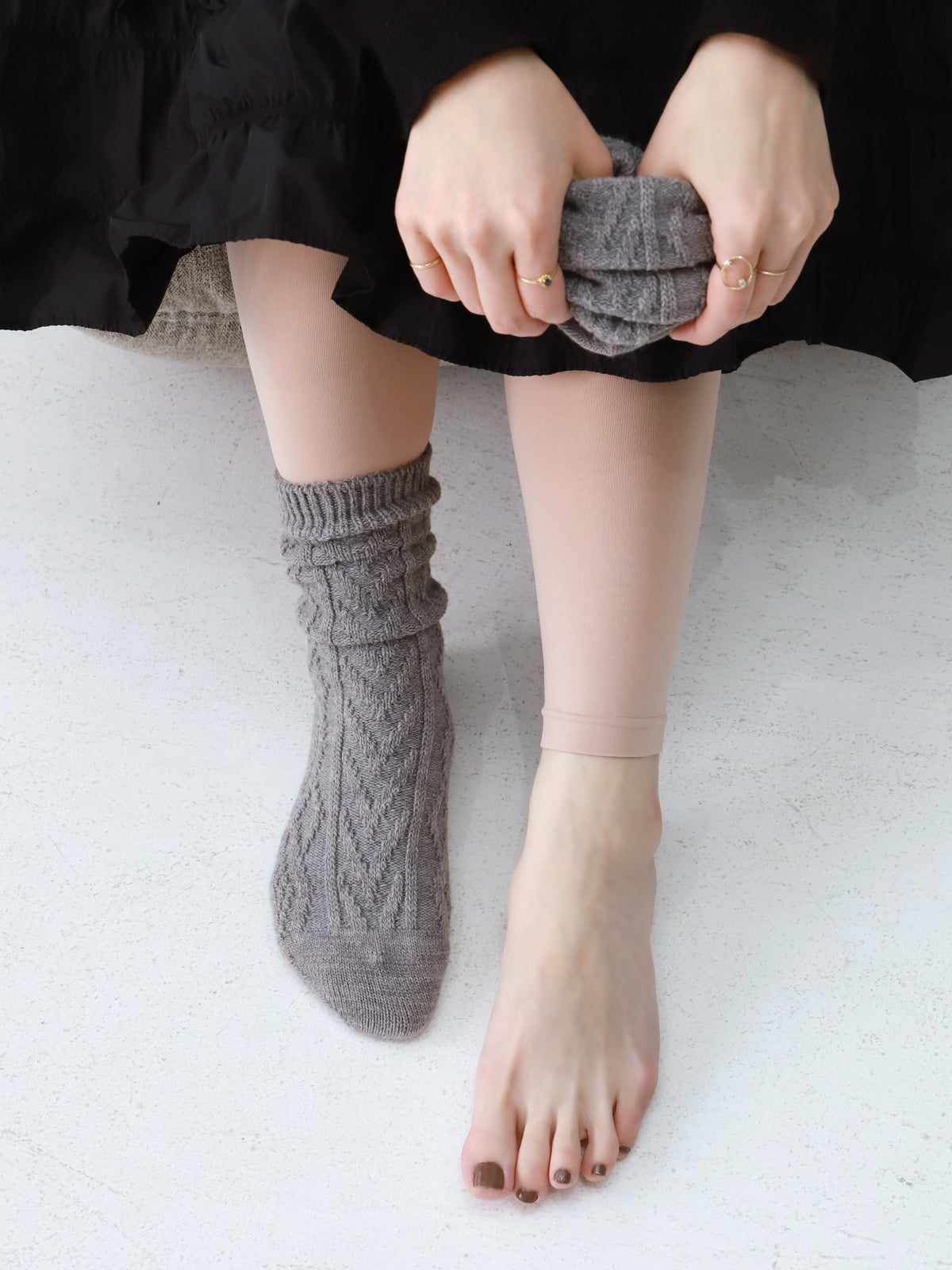 【履くコスメ】NUDEY54dレギンス10分丈 - カメオベージュ