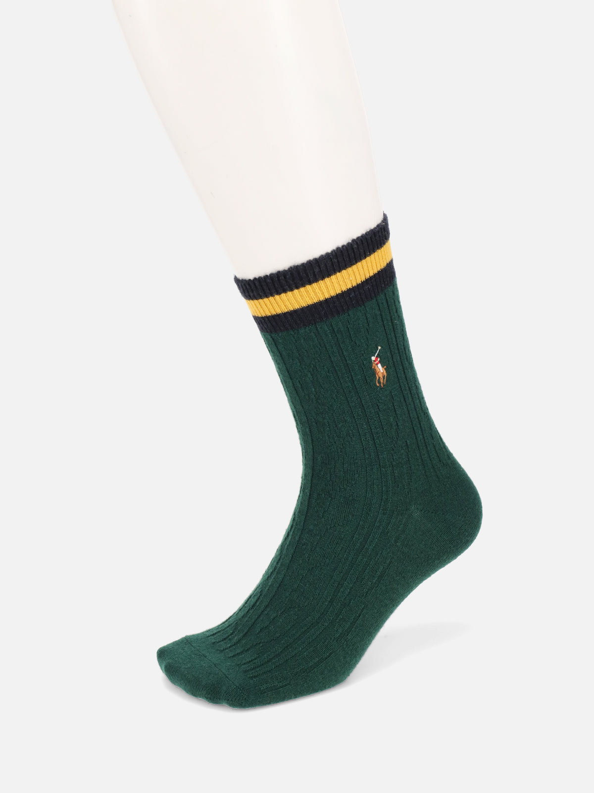 【MEN】POLO マルチポニー刺繍ラインケーブルソックス