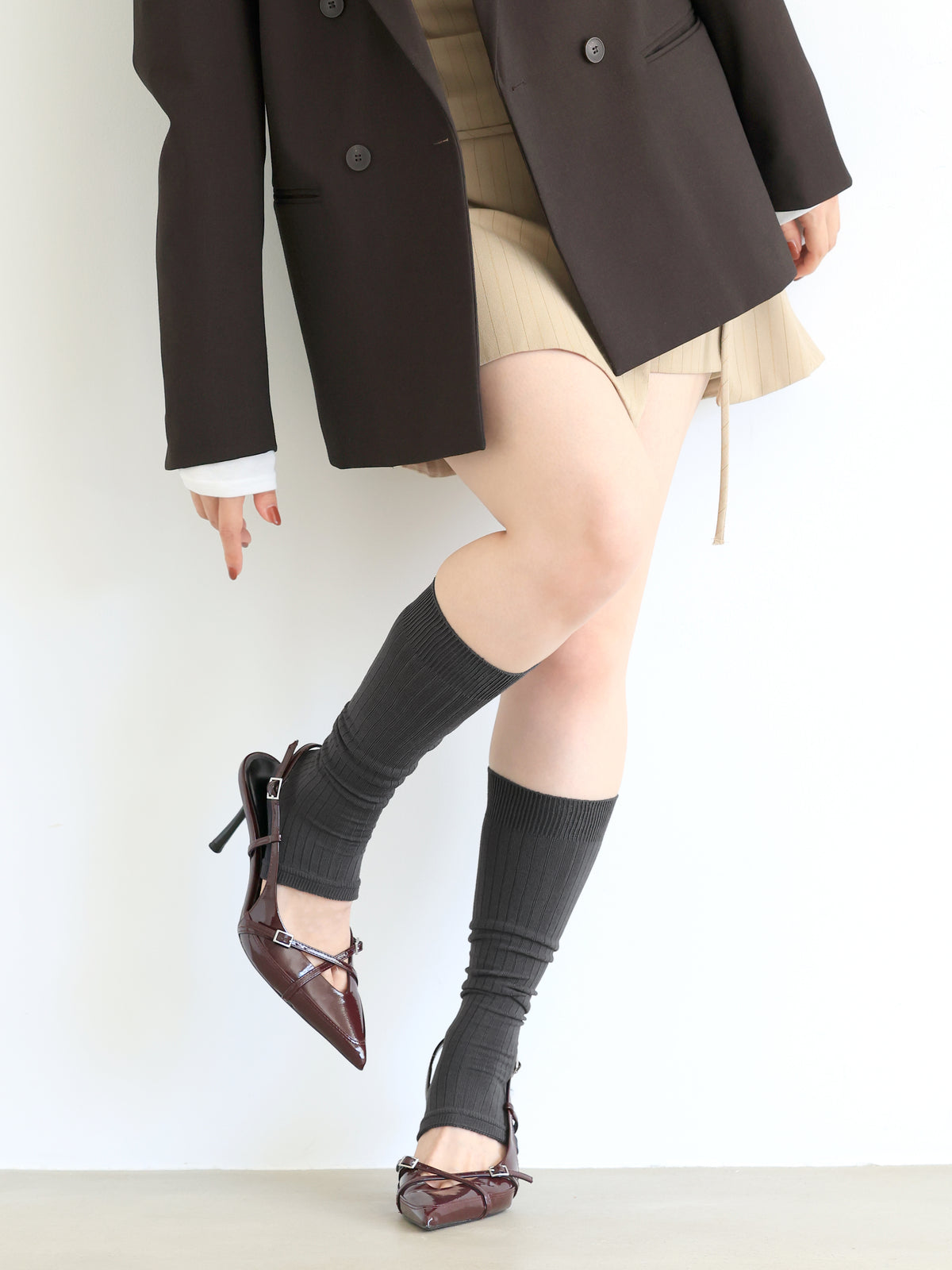 SALE リブトレンカミディ丈ソックス