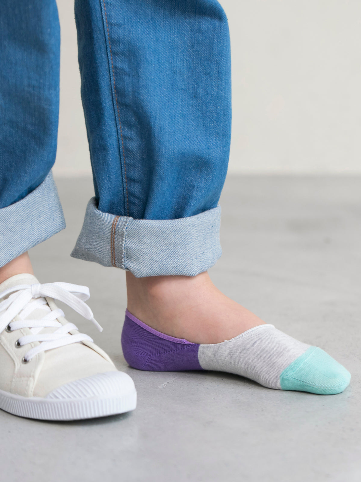 【キッズ】トリコロールカバーソックス 滑り止め付き / 16-18cm