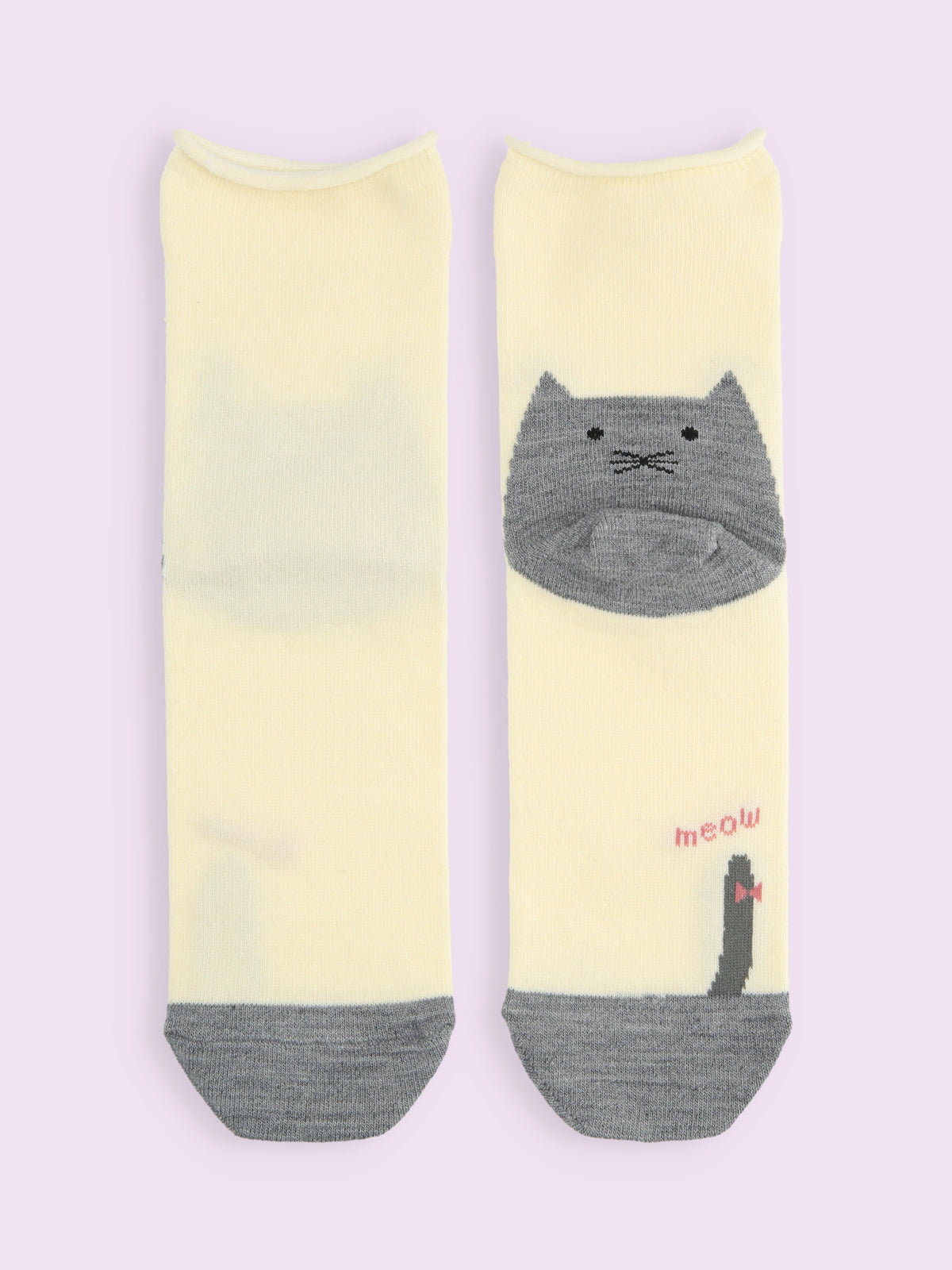 【3足1,485円】毛混かかとねこ履き口くるくるショートソックス