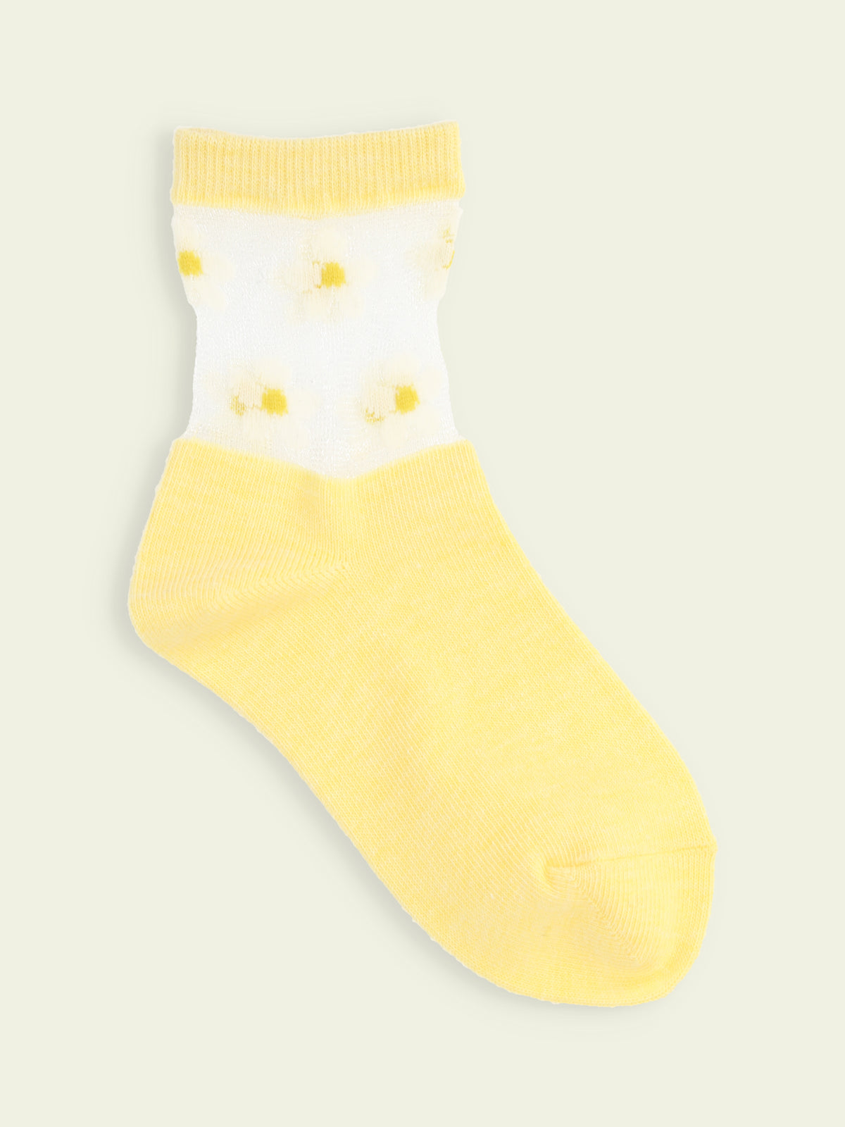 【3足1,485円】キッズ チュール花柄切替ソックス / 19-21cm - クリーム