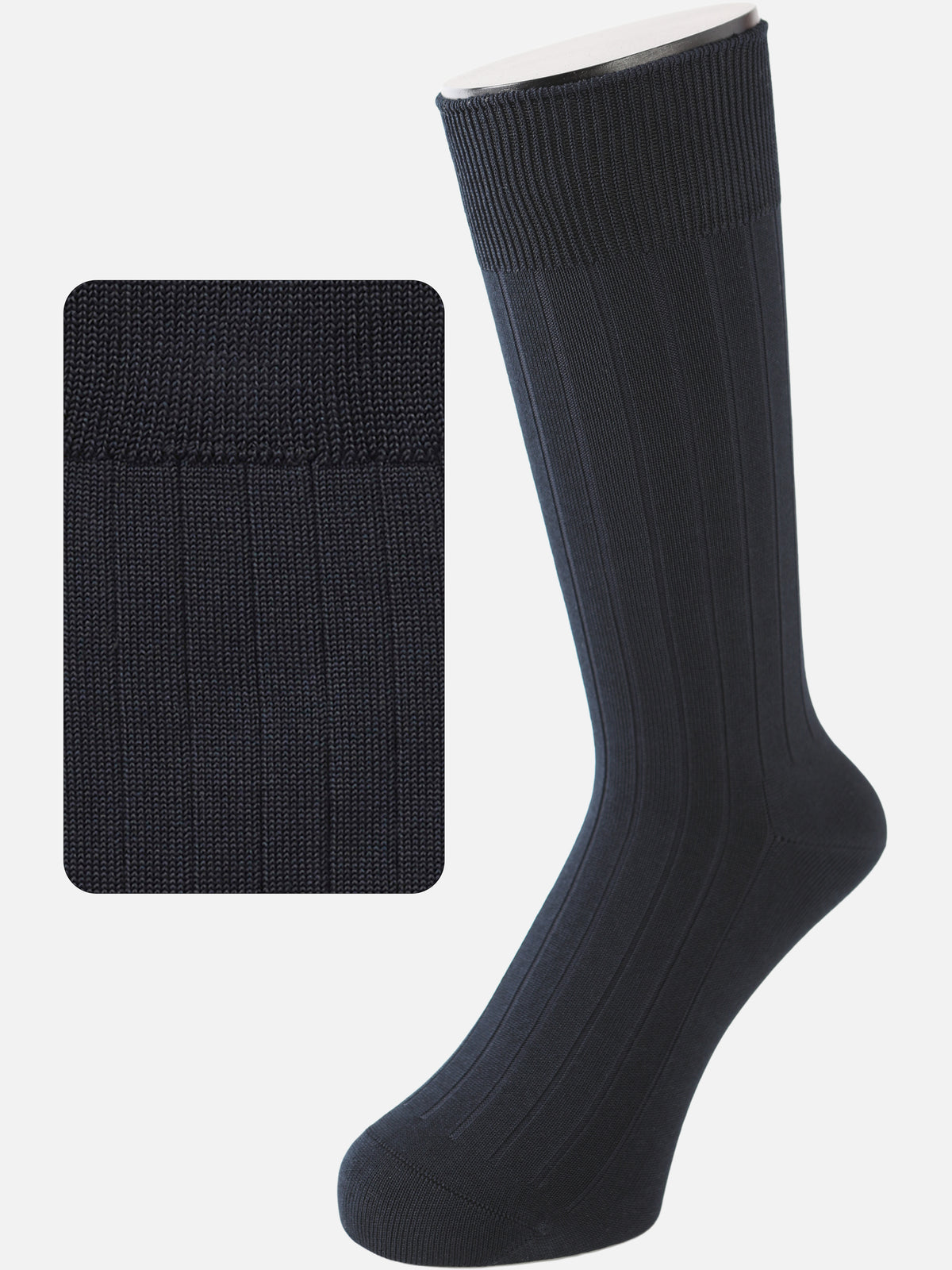 【Tabio MEN】9×2太リブソックス(23.0～25.0cm) - ブラックネイビー