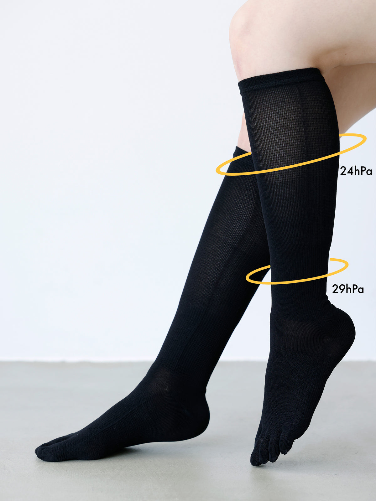 【美脚Labo】さらさら綿混着圧五本指ハイソックス / 24.0～26.0cm