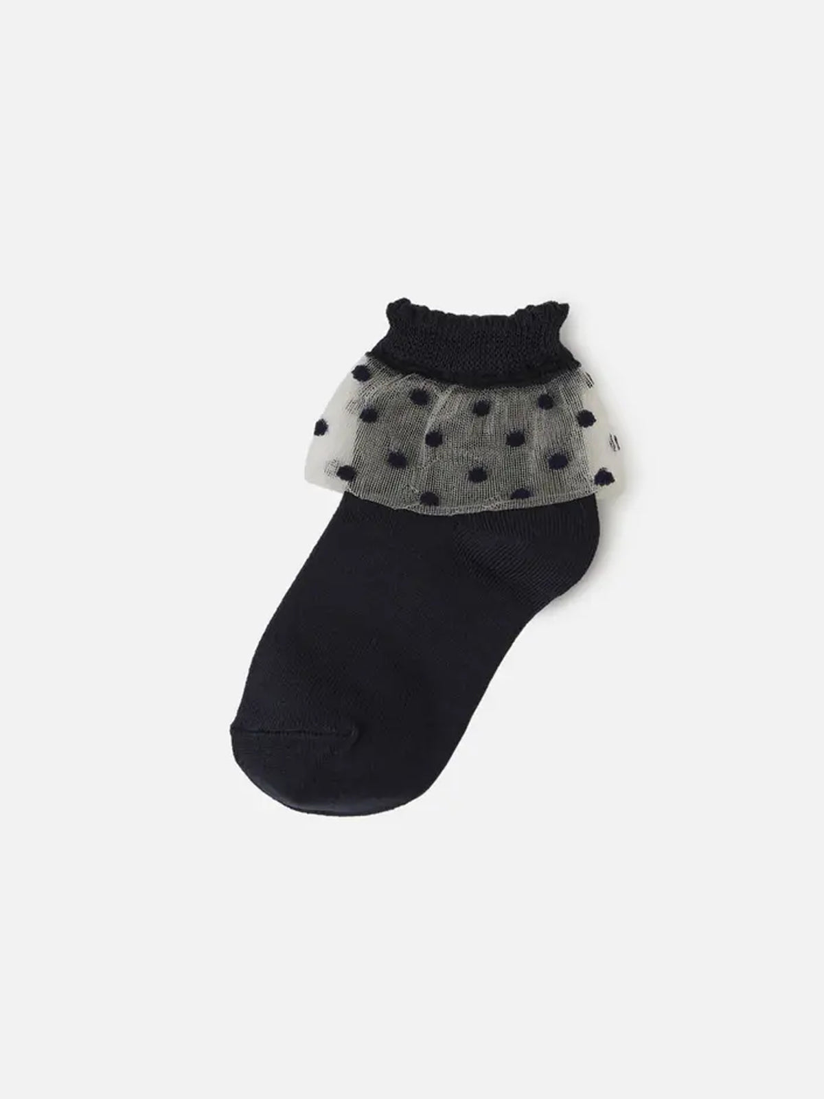 【ジュニアサイズ】チュールドット柄ショートソックス / 22-24cm - コン