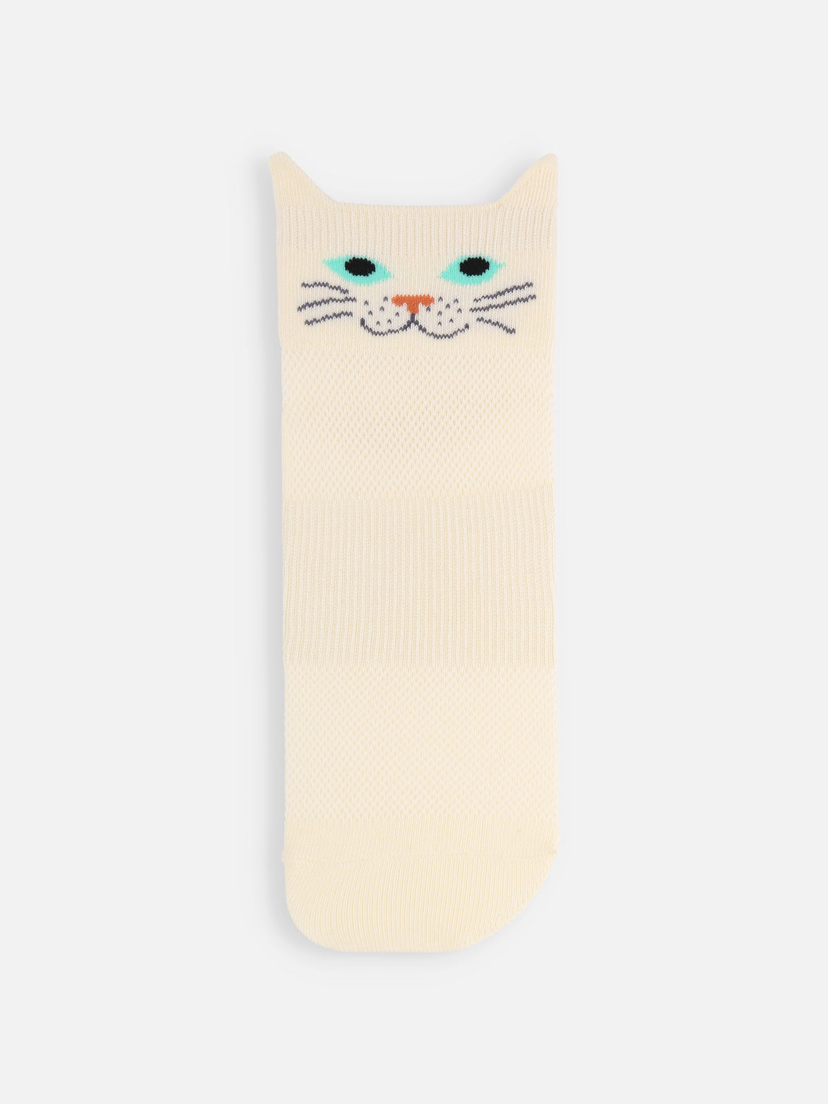 【冷感】クールCATメッシュショートソックス - バニラ