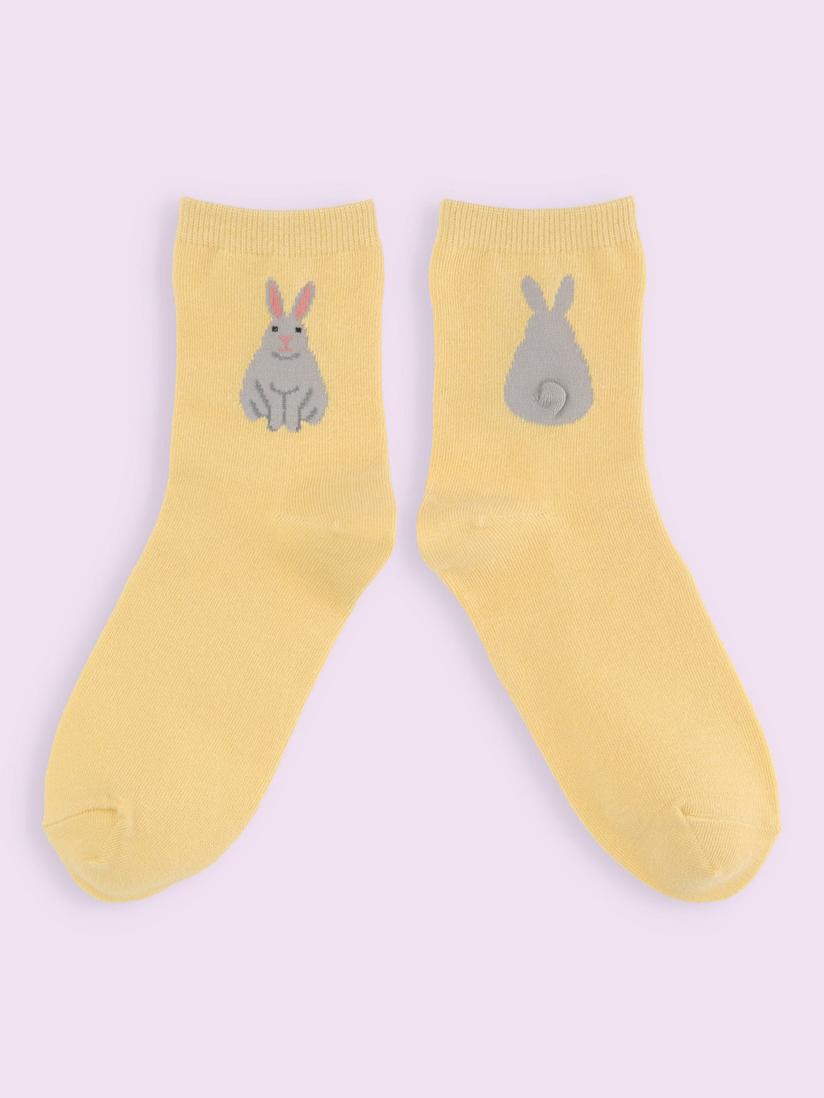 【3足1,485円】うさぎしっぽショートソックス - イエロー