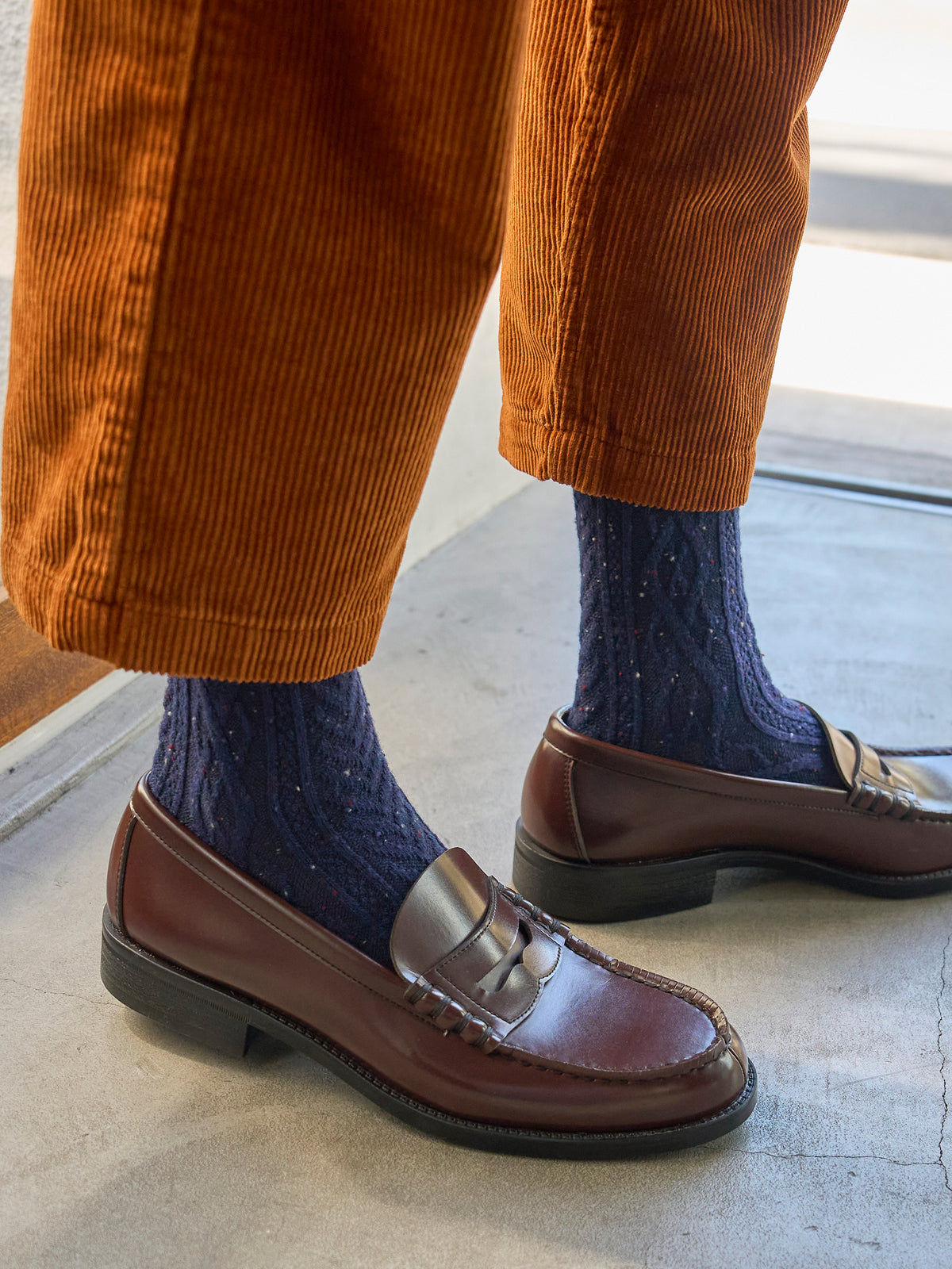 【Tabio MEN】 紡毛アランケーブルソックス(27.0～29.0cm)