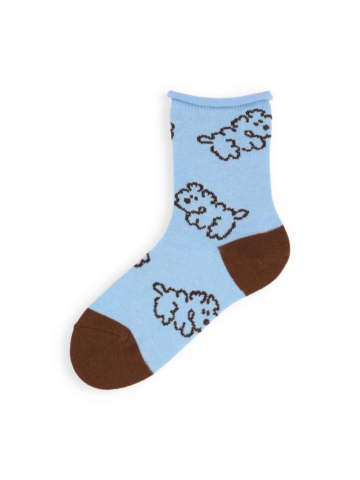【3足1,485円】キッズ わんこ柄ショートソックス / 16-18cm - サックス