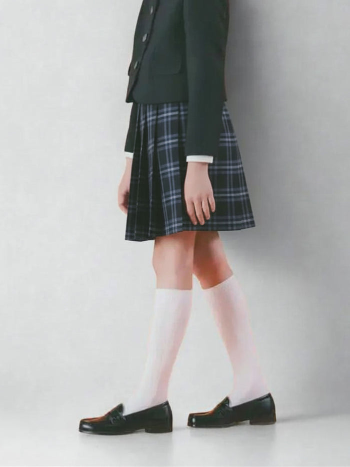 【ジュニア】 表糸綿100％で毛玉が出来にくいリブハイソックス 23-25cm