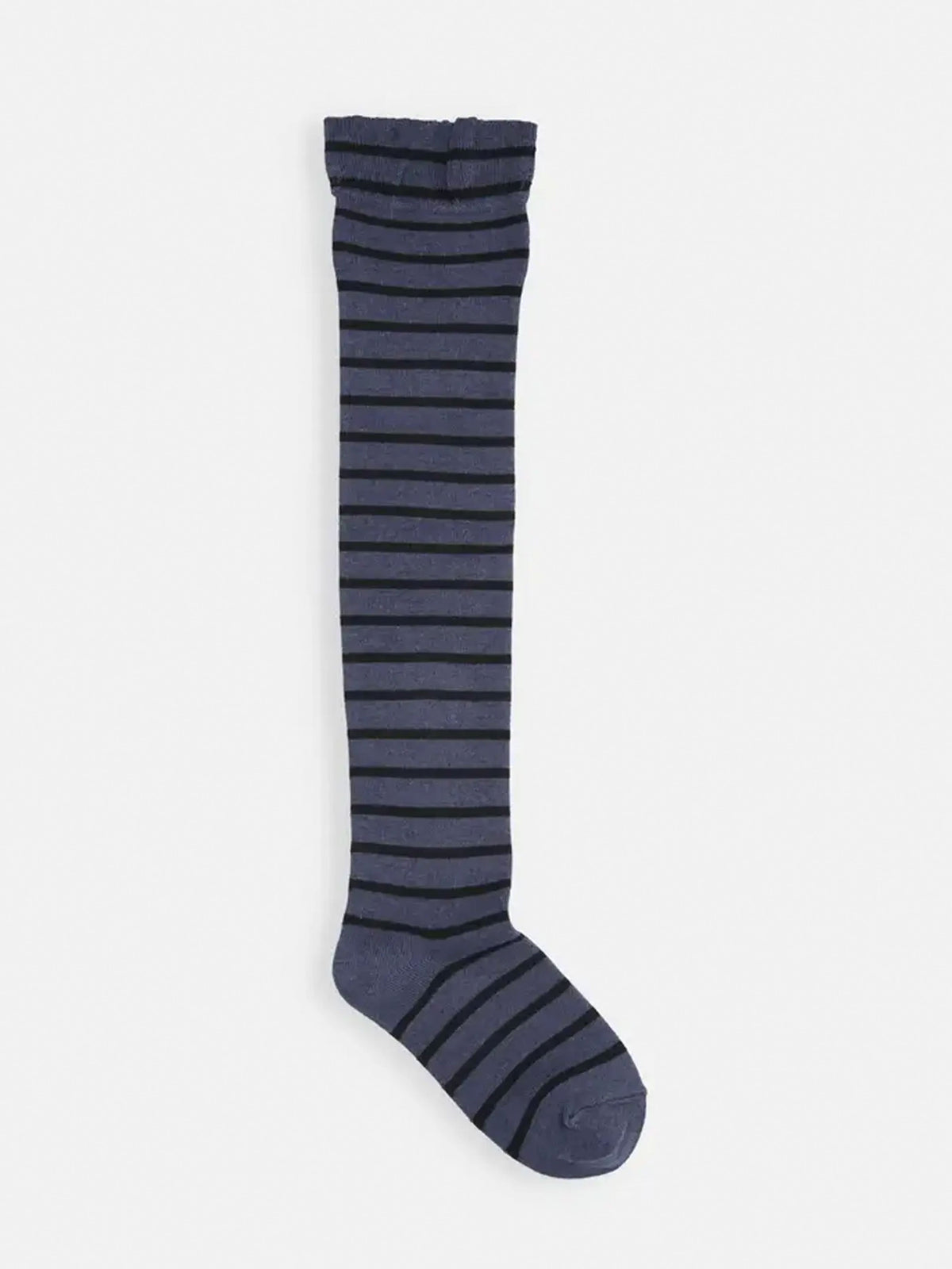【キッズ】ピンボーダーオーバーニーソックス / 19-21cm - インディゴ＋ダークネイビー