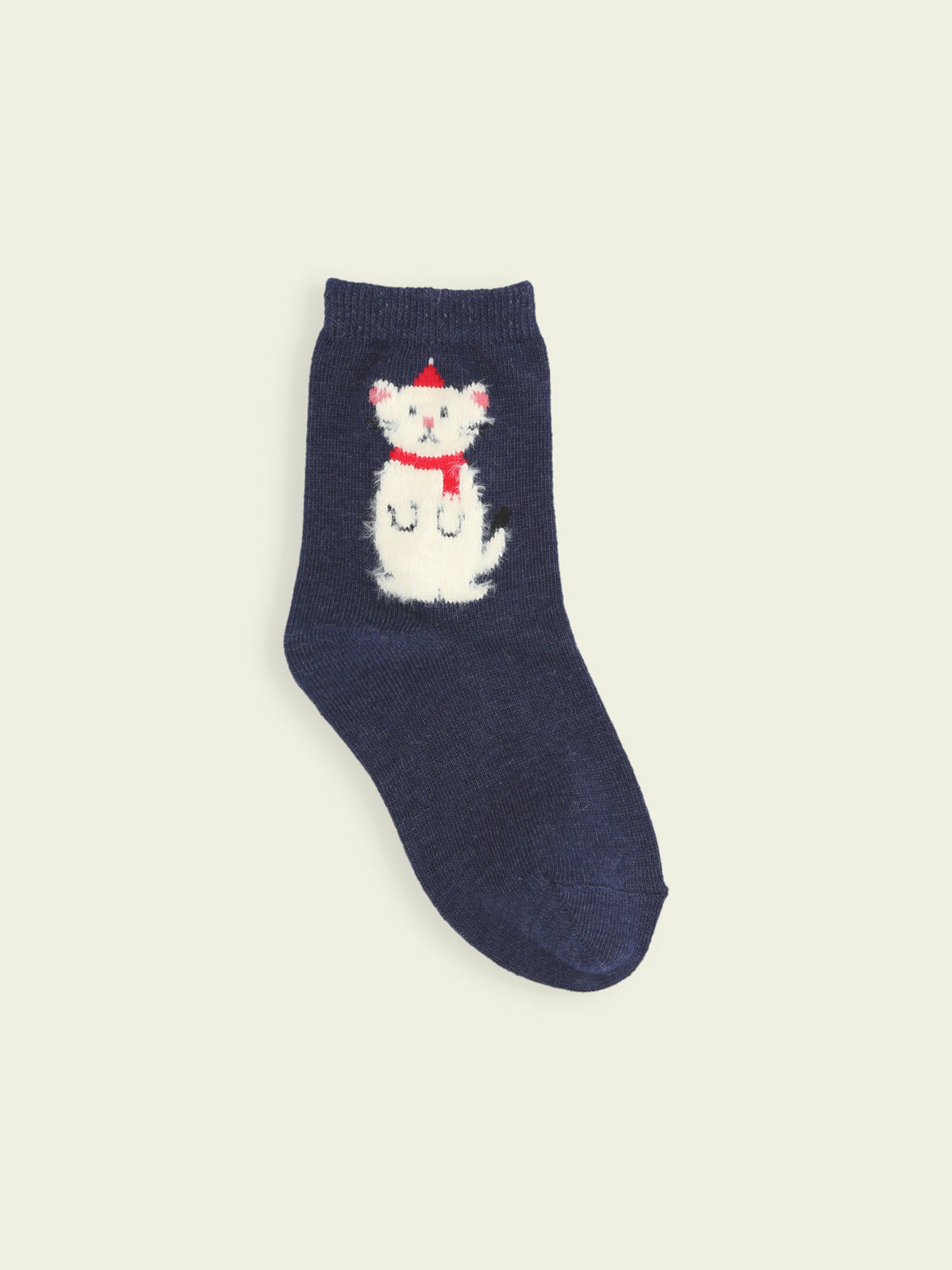 【3足1,485円】キッズ クリスマス限定 もふもふ動物ショートソックス / 16-18cm - コン＋オコジョ