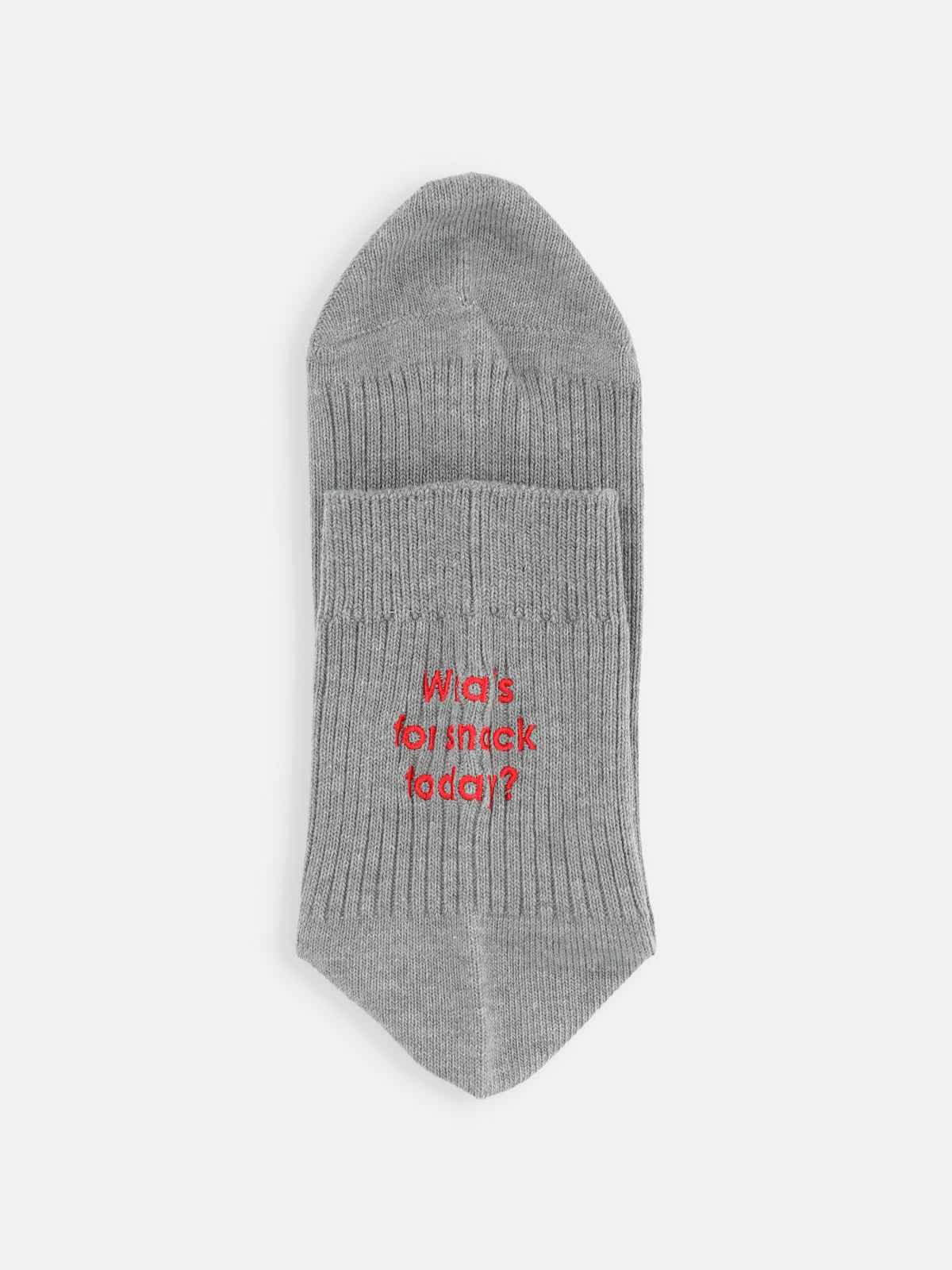 【Tabio MEN】大人男子が履けるメッセージ刺繍ショートソックス - グレー＋レッド
