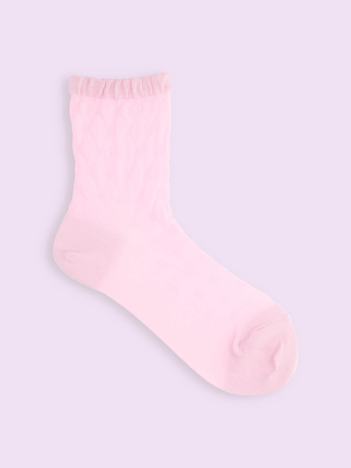 【3足1,485円】くしゅくしゅシースルーショートソックス - ピンク