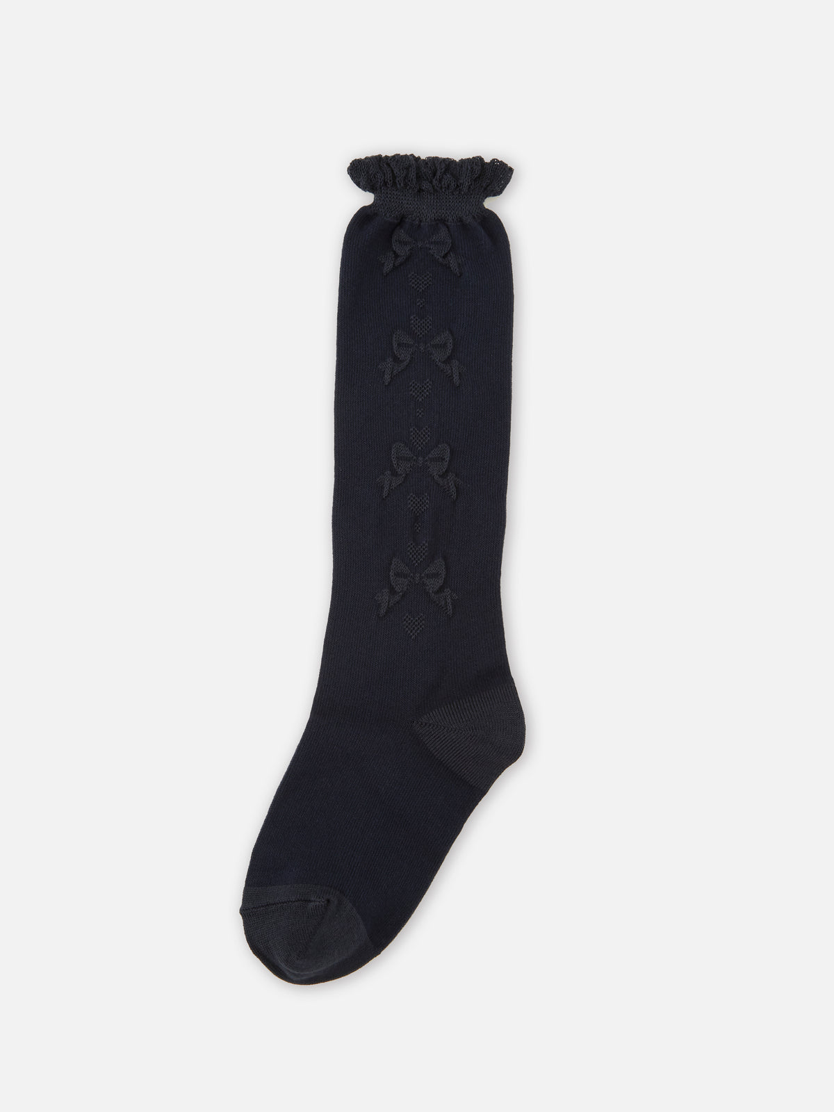 【キッズ】フロートリボン柄ハイソックス / 19-21cm - コン