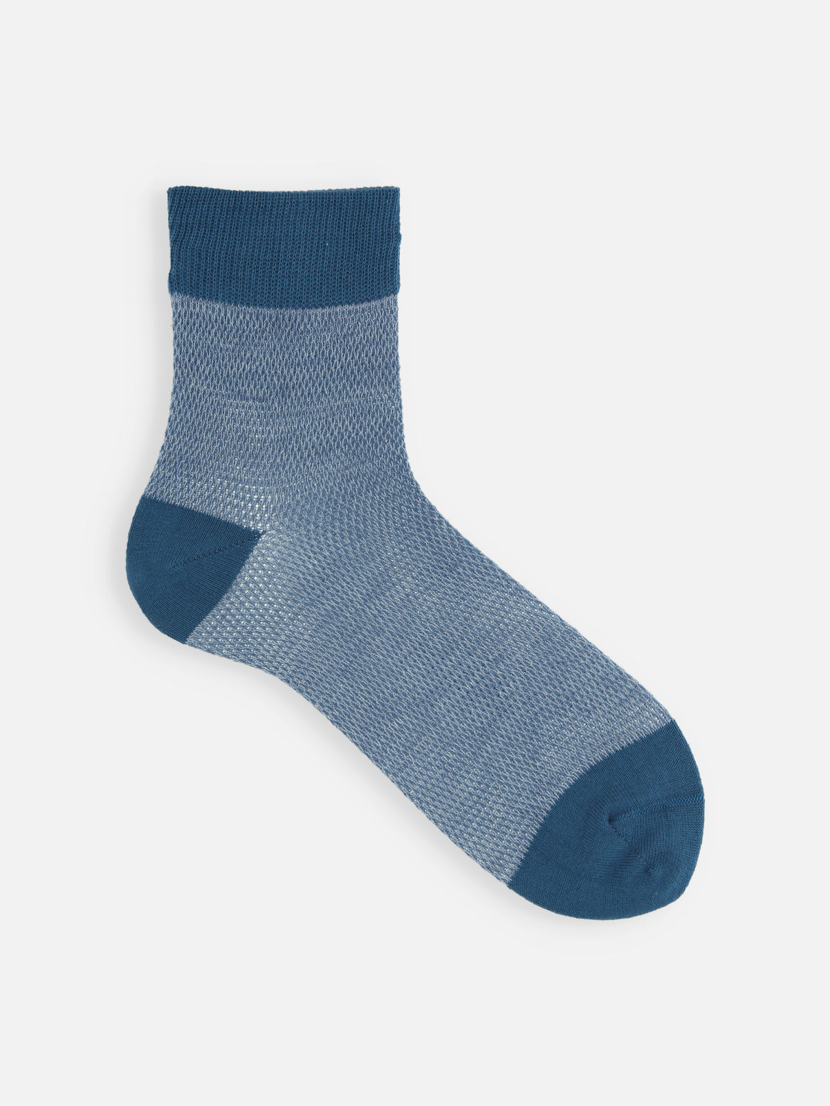 【Tabio MEN】ラミー混3面切り替えメッシュショートソックス - ブルー