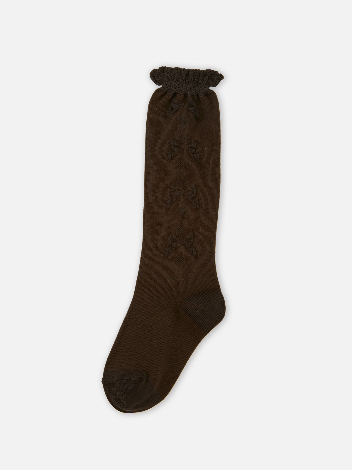 【キッズ】 フロートリボン柄ハイソックス / 16-18cm - コゲチャ