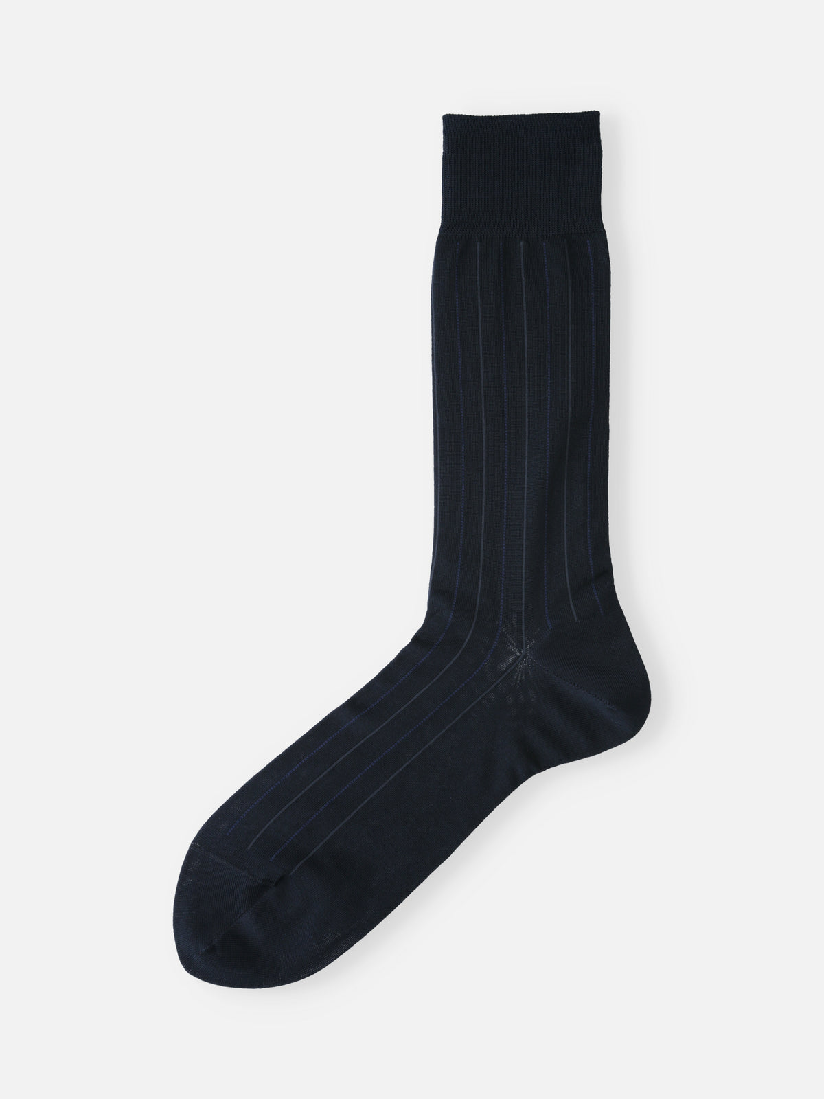 【Tabio MEN】連続シルケット ストライプソックス(27.0～29.0cm) - ブラックネイビー+パープル