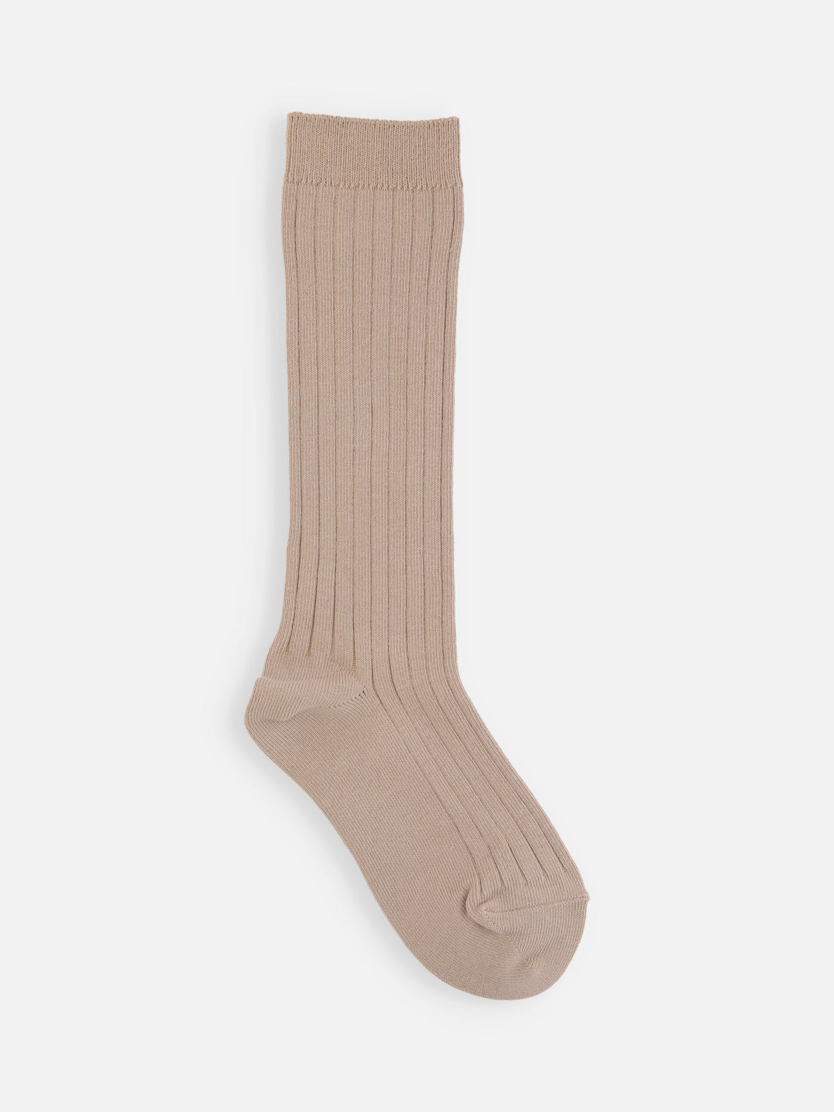 【キッズ】 表糸綿100％で毛玉が出来にくいリブハイソックス / 16-18cm - ダルベージュ