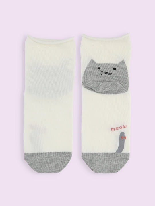 【3足1,485円】かかとねこ履き口くるくるショートソックス