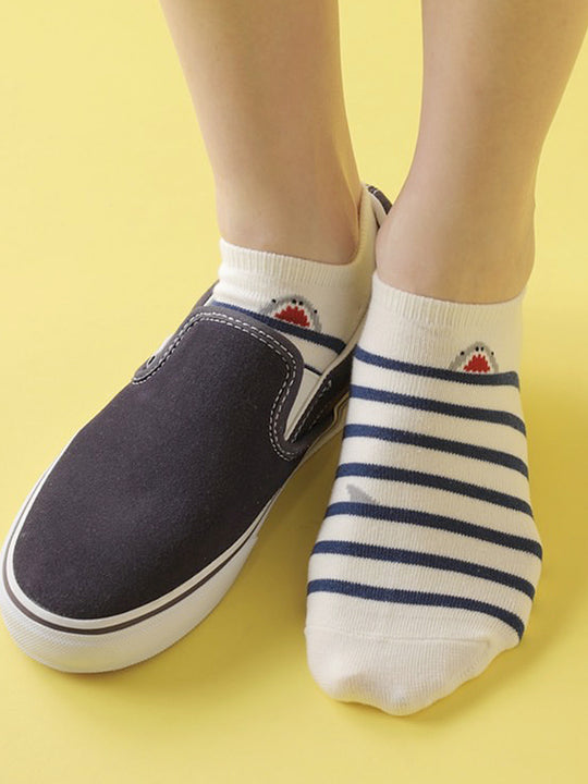 【3足1,485円】アニマルボーダースニーカー丈ソックス