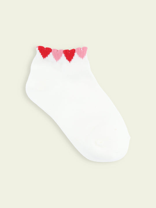 【3足1,485円】キッズ ゴム口たっぷりハートスニーカー丈ソックス / 13-15cm